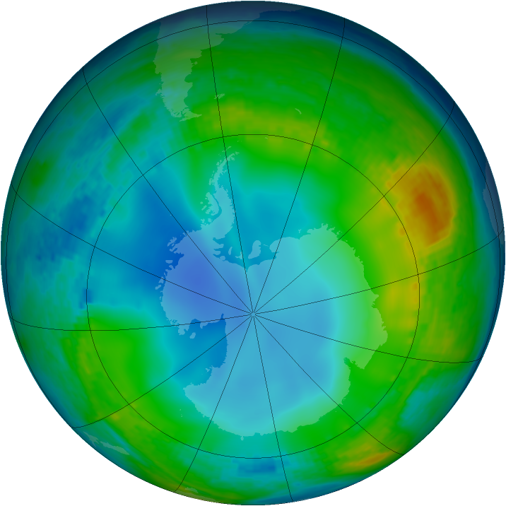 Antarctic ozone map for 17 June 2002